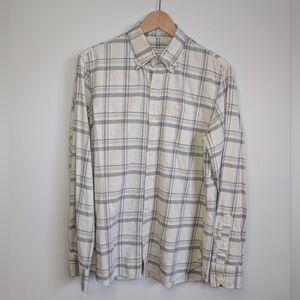Club Monaco Men's Small Flannel Plaid Shirt Casual Button Down Classic Cotton